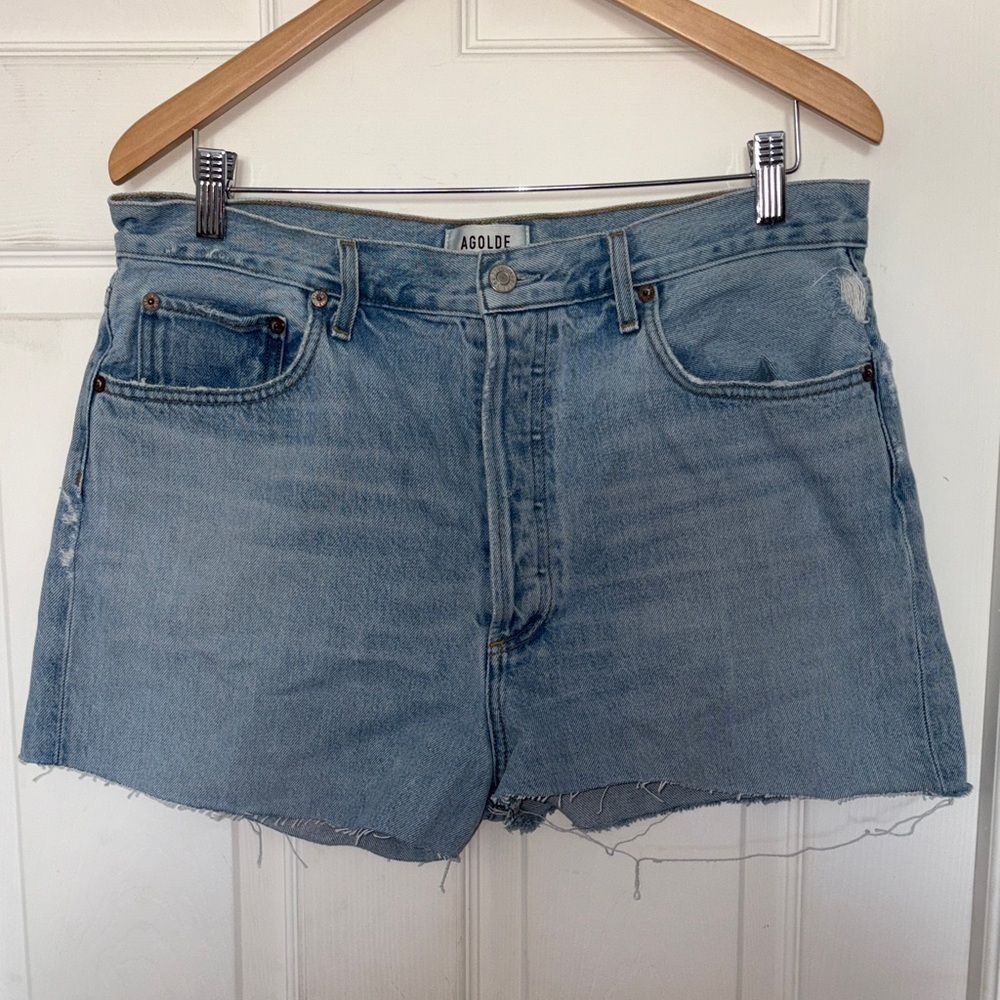AGOLDE 90’s Pinch Waist Cut Off Shorts Blue Size 31